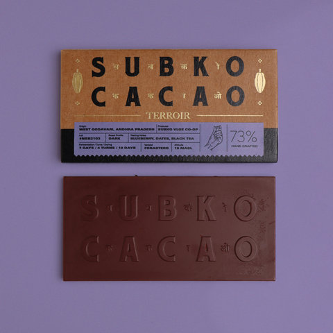 Terroir (73% Dark): Subko VLGE Co-op, West Godavari, Andhra Pradesh (Single Origin Dark Chocolate)