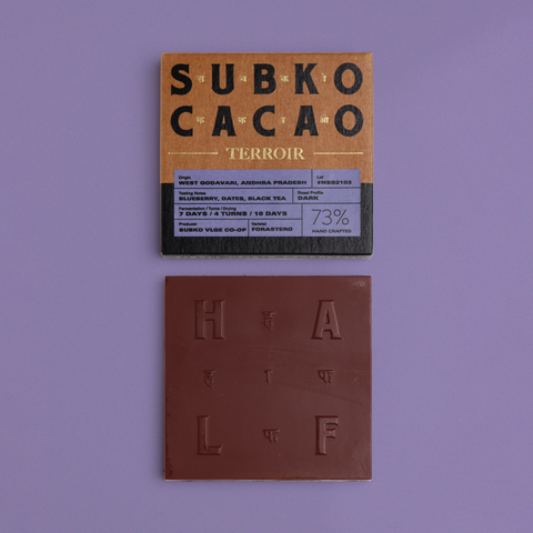 Terroir (73% Dark): Subko VLGE Co-op, West Godavari, Andhra Pradesh (Single Origin Dark Chocolate)